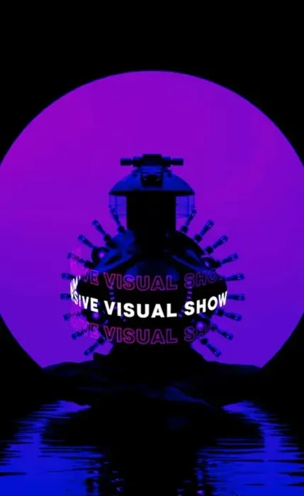 3D visual show artwork with a violet sun